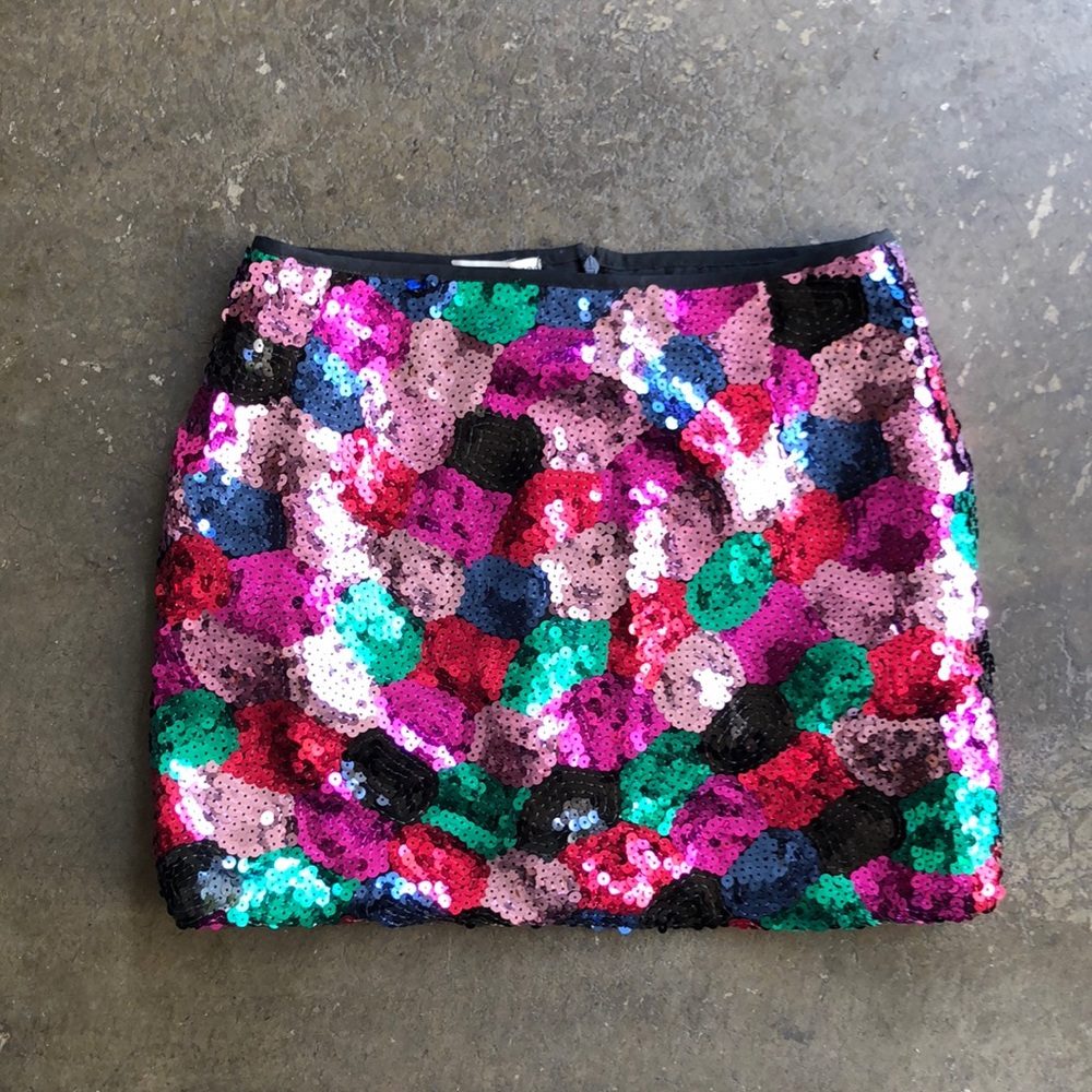 Jones + Jones LF sequins multicolor mini skirt size small